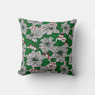 Weiße Poinsettie, Weihnachtsmuster Kissen