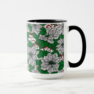 Weiße Poinsettie, Weihnachtsmuster Tasse