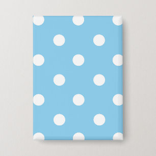 Weiße Polka auf Blau Button
