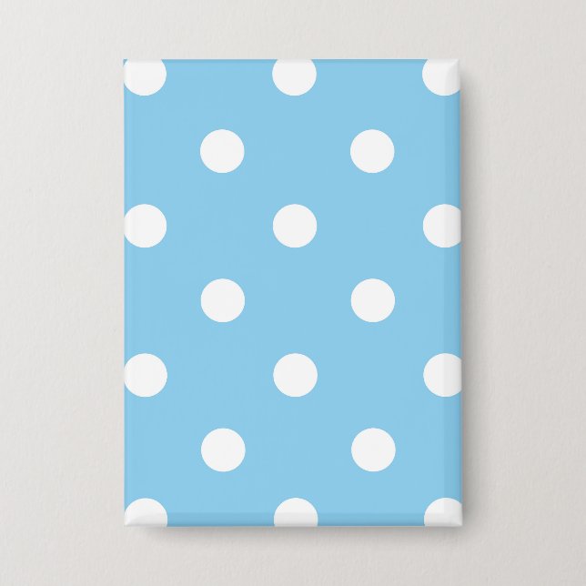 Weiße Polka auf Blau Button (Vorderseite)