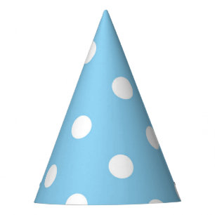 Weiße Polka auf Blauem Partyhut