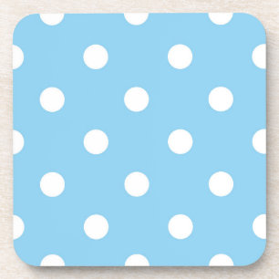 Weiße Polka auf blauen Plastikuntersetern Getränkeuntersetzer