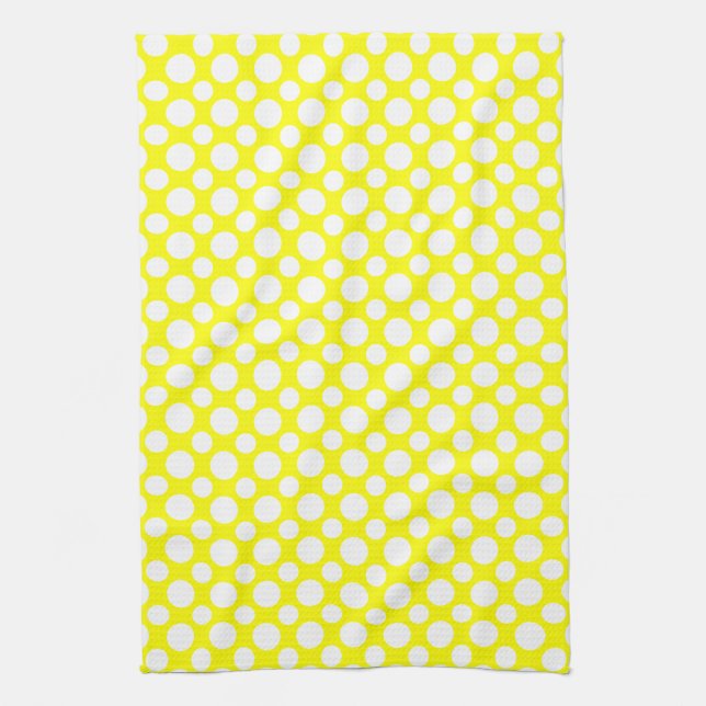 Weiße Polka Dots auf gelbem Küchentuch (Vertikal)