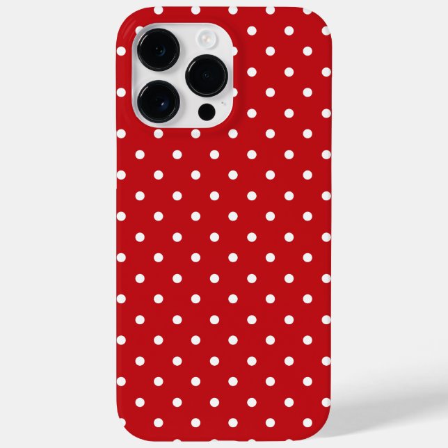 Weiße Polka Dots Muster auf festlichem Rot Case-Mate iPhone 14 Pro Max Hülle (Rückseite)