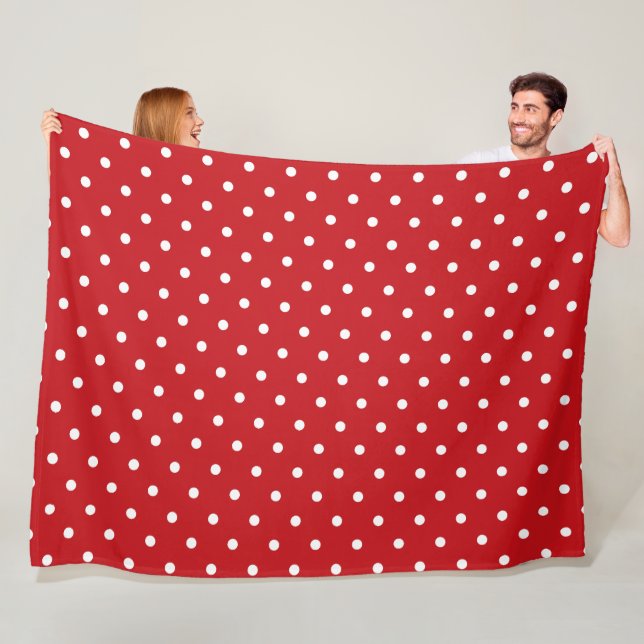 Weiße Polka Dots Muster auf festlichem Rot Fleecedecke (Beispiel)