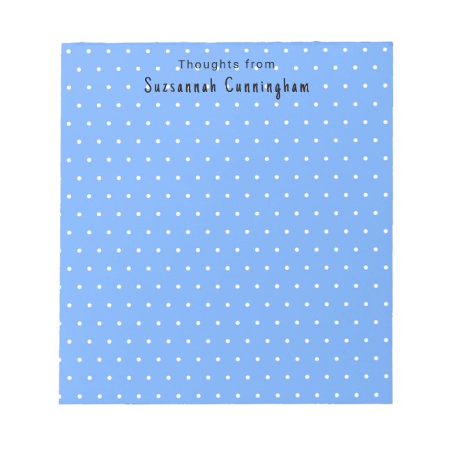 Weiße Polka Dots Muster auf Pastellblau Custom Notizblock (Vorderseite)