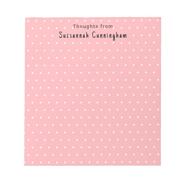 Weiße Polka Dots Muster auf Pastellrosa Custom Notizblock (Vorderseite)
