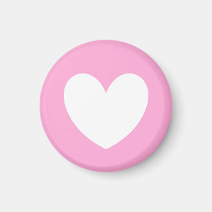 Weiße Polka Herzen auf Cotton Candy Pink Magnet