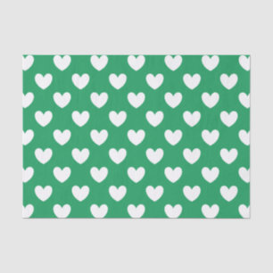Weiße Polka-Herzen auf Kelly Green Seidenpapier