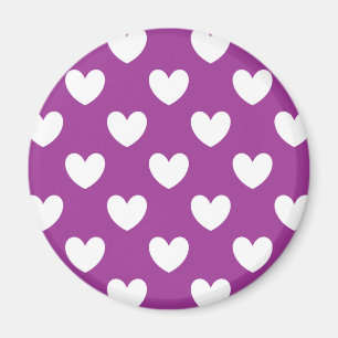 Weiße Polka Herzen auf Lila Kaktus Blume lila Magnet