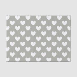 Weiße Polka Herzen auf Pussywillow Gray Seidenpapier
