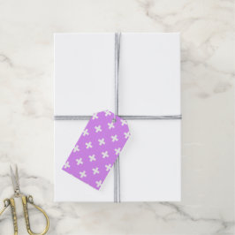Weiße Polka-Kreuze auf Lila Geschenkanhänger
