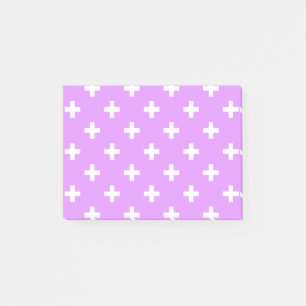 Weiße Polka-Kreuze auf Lila Post-it Klebezettel