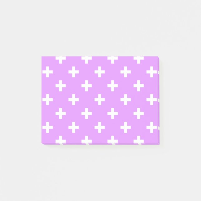 Weiße Polka-Kreuze auf Lila Post-it Klebezettel (Vorderseite)