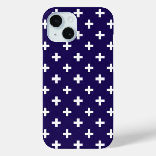 Weiße Polka-Kreuze auf Marineblau Case-Mate iPhone Hülle