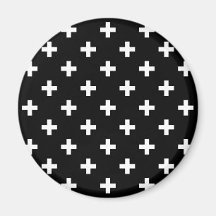 Weiße Polka-Kreuze auf schwarz Magnet