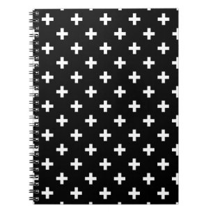 Weiße Polka-Kreuze auf schwarz Notizblock