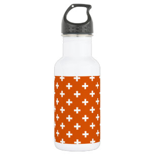 Weiße Polka-Kreuze auf verbrannter Orange Edelstahlflasche