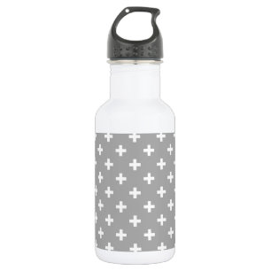 Weiße Polka kreuzt grau Edelstahlflasche