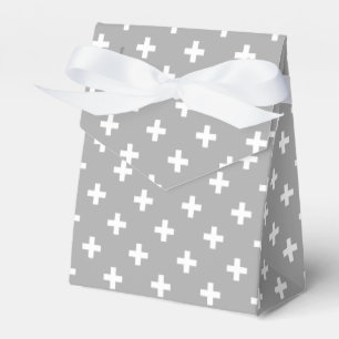 Weiße Polka kreuzt grau Geschenkschachtel