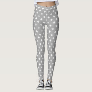 Weiße Polka kreuzt grau Leggings