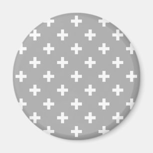 Weiße Polka kreuzt grau Magnet