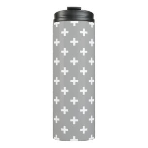 Weiße Polka kreuzt grau Thermosbecher