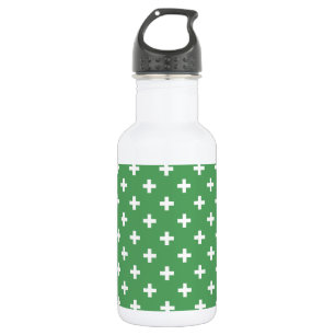 Weiße Polka kreuzt grün Edelstahlflasche