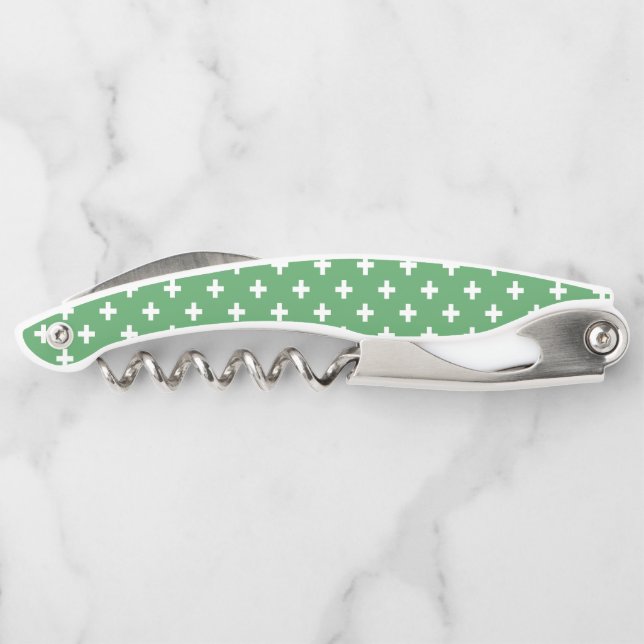 Weiße Polka kreuzt grün Kellnermesser (Rückseite)