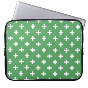 Weiße Polka kreuzt grün Laptopschutzhülle