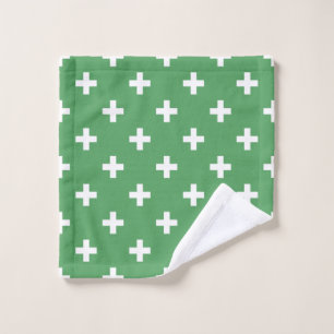Weiße Polka kreuzt grün Waschlappen