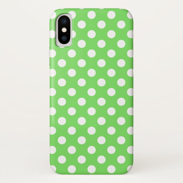 Weiße Polka Punkte auf Apfelgrün Case-Mate iPhone Hülle (Rückseite)