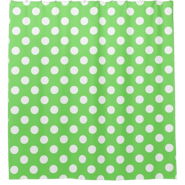 Weiße Polka Punkte auf Apfelgrün Duschvorhang (Vorderseite)