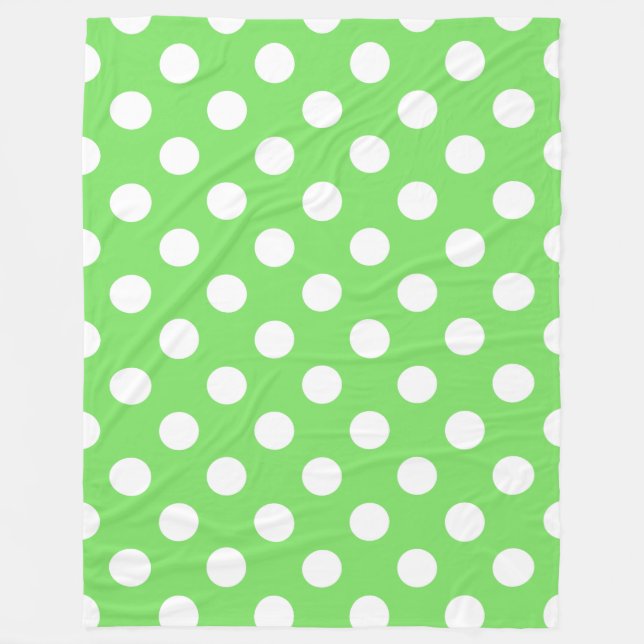 Weiße Polka Punkte auf Apfelgrün Fleecedecke (Vorderseite)