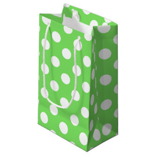 Weiße Polka Punkte auf Apfelgrün Kleine Geschenktüte