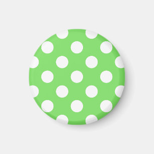 Weiße Polka Punkte auf Apfelgrün Magnet
