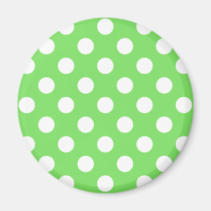 Weiße Polka Punkte auf Apfelgrün Magnet