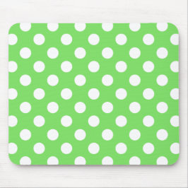 Weiße Polka Punkte auf Apfelgrün Mousepad