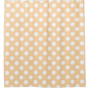 Weiße Polka-Punkte auf Beige Duschvorhang