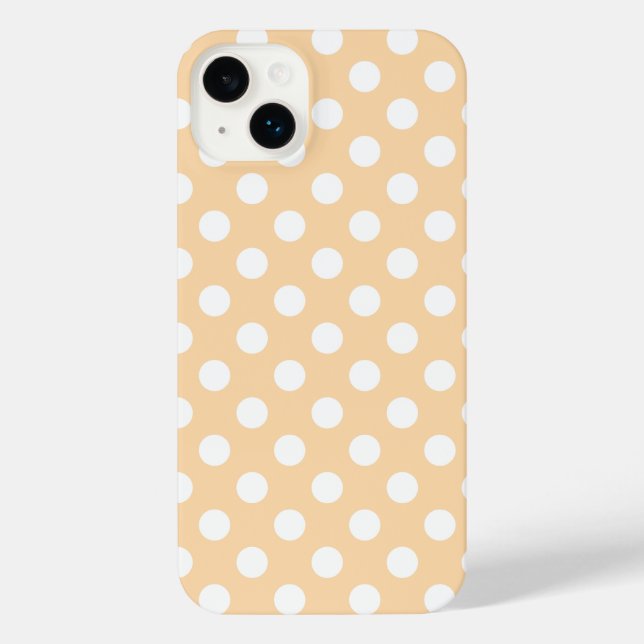 Weiße Polka-Punkte auf Beige iPhone 14 Plus Hülle (Rückseite)