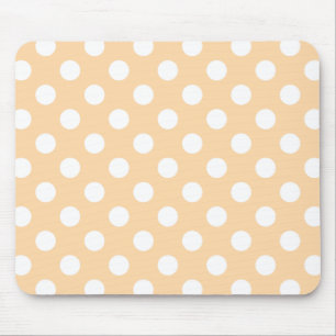 Weiße Polka-Punkte auf Beige Mousepad