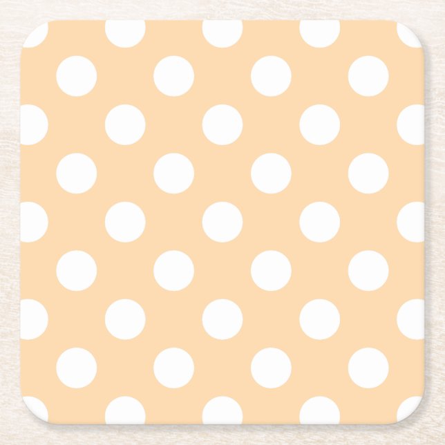 Weiße Polka-Punkte auf Beige Rechteckiger Pappuntersetzer (Vorderseite)