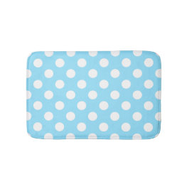 Weiße Polka-Punkte auf blass blau Badematte