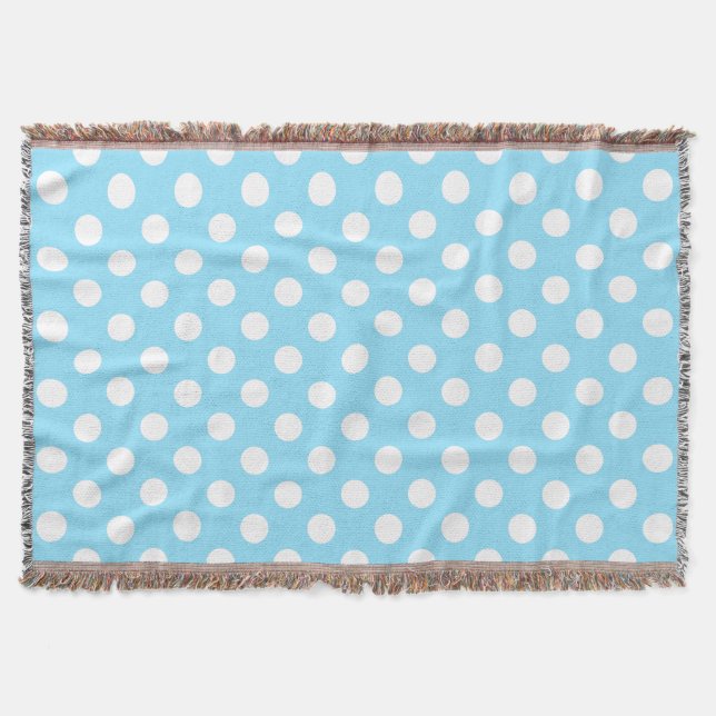 Weiße Polka-Punkte auf blass blau Decke (Vorderseite)
