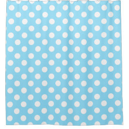 Weiße Polka-Punkte auf blass blau Duschvorhang