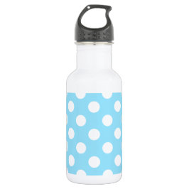 Weiße Polka-Punkte auf blass blau Edelstahlflasche