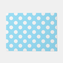 Weiße Polka-Punkte auf blass blau Fußmatte