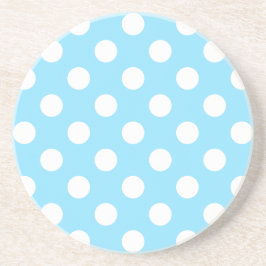 Weiße Polka-Punkte auf blass blau Getränkeuntersetzer