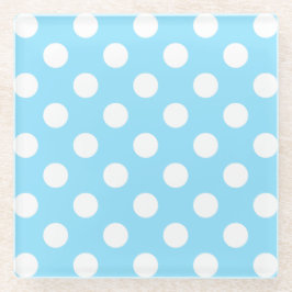 Weiße Polka-Punkte auf blass blau Glasuntersetzer