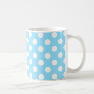 Weiße Polka-Punkte auf blass blau Kaffeetasse